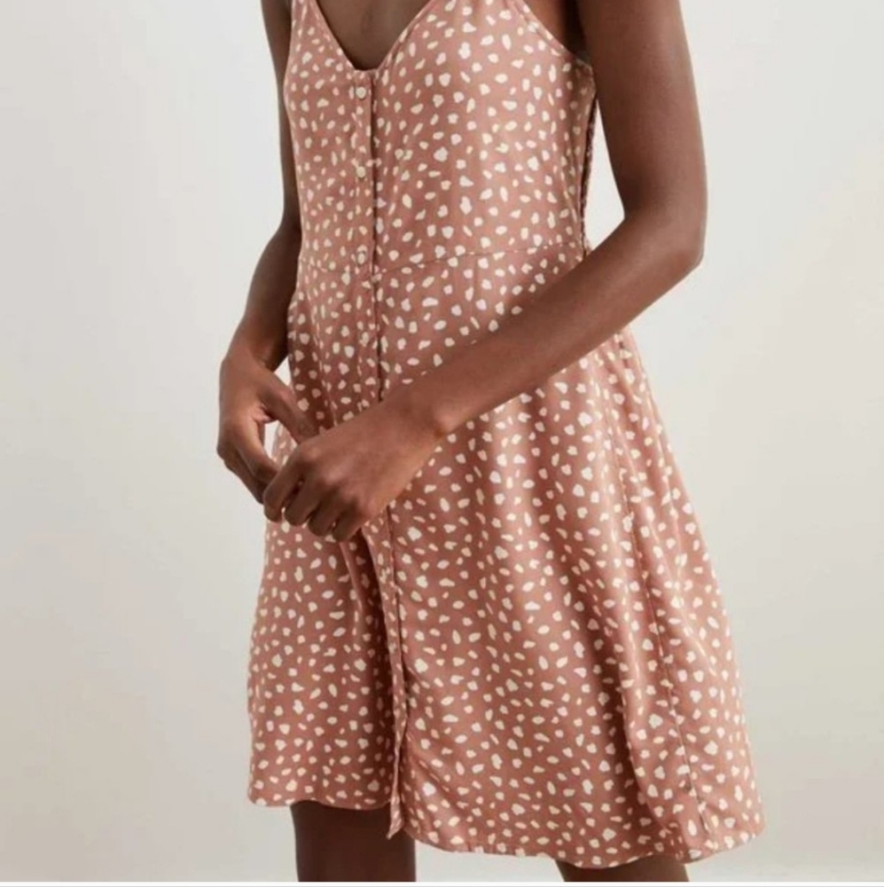 Aerie Tan Sleeveless Patterned Mini Sundress